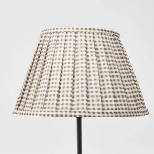 Gingham Pleated Lamp Shade Brown - Threshold™ designed with Studio McGee
